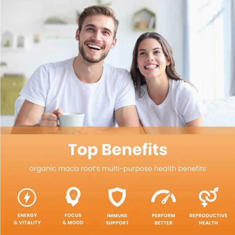 Premium Maca Supplement Supports Energy Stamina Mood for Men and Women 60 Capsules Maca Capsules