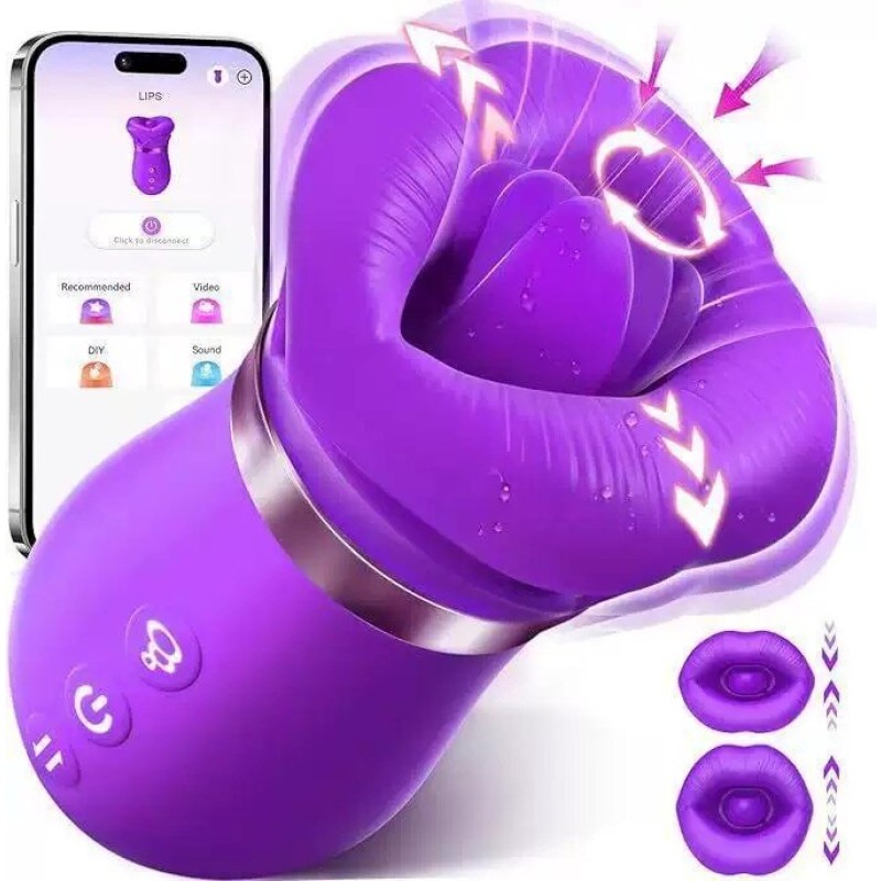 Red Lip Rose Vibrator with Sucking Tongue Licking Feature New Big Mouth Sex Product Device
