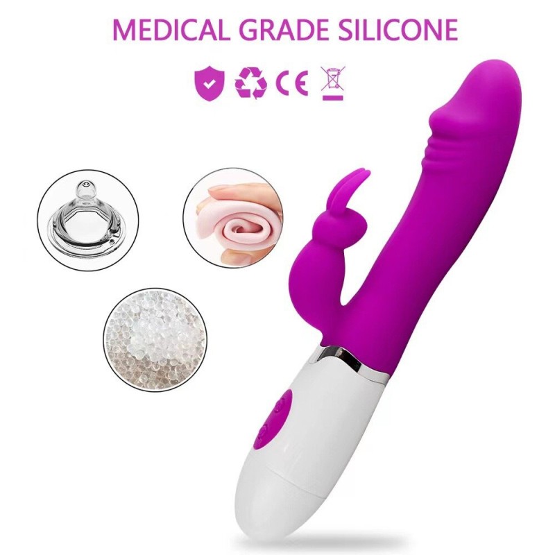 Strong G-Spot Shock Women's Double-Headed Rabbit Vibrator USB for Clitoral Stimulation Adult Foreign Trade Vibration Body