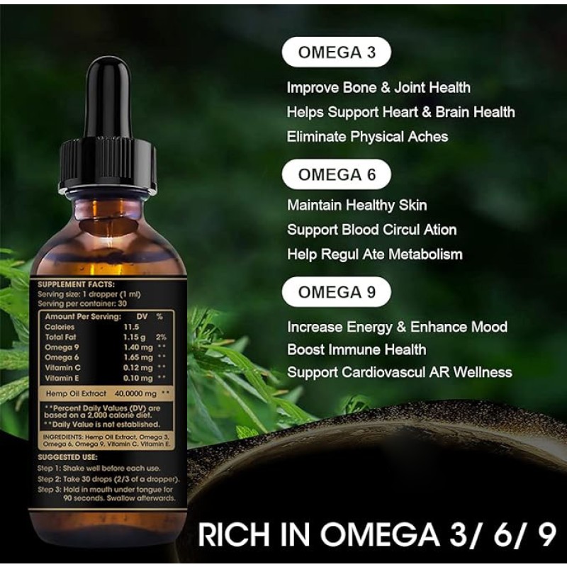 Hemp Seed Oil Manufacturer - Natural Cold Pressed 3000mg Oil