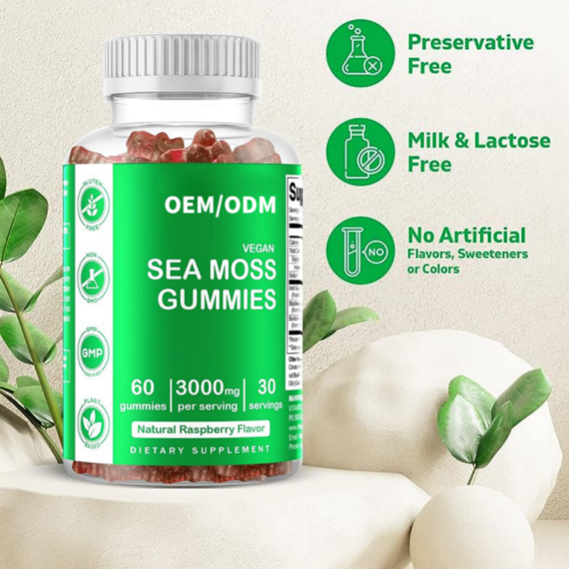 Organic Sea Moss Gummies Factory - Strawberry Sugar-Free Vegan