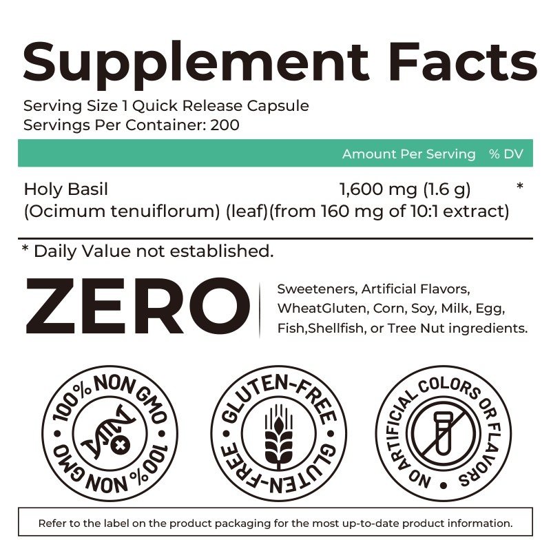 Holy Basil Capsules Factory - Relaxation Immune Herbal Supplement
