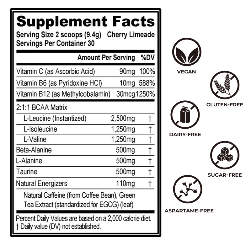 Sports Powder Factory - OEM Muscle Growth BCAA Energy