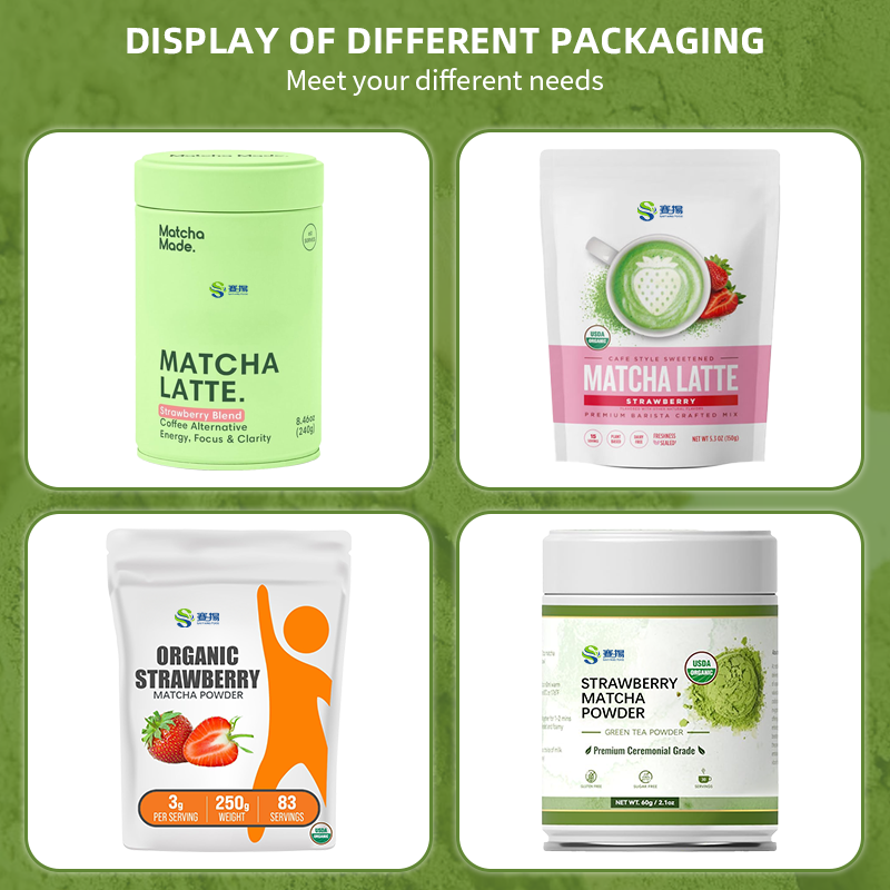 OEM Private Label Organic Strawberry Matcha Tea Healthy Beverages Packings-Sachet Free Sample Matcha Powder Strawberry
