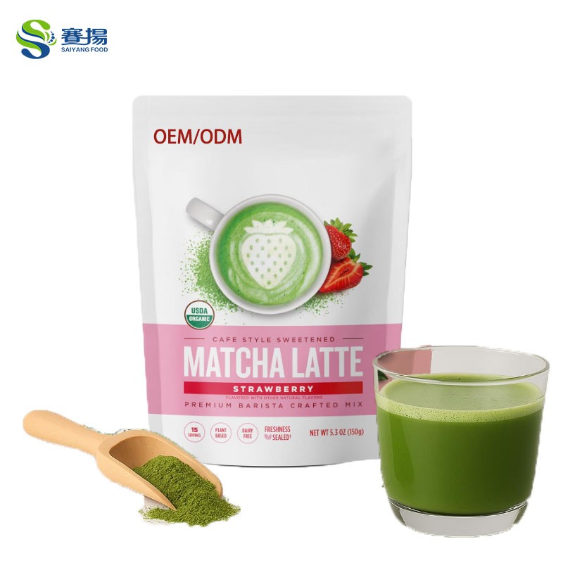 OEM Private Label Organic Strawberry Matcha Tea Healthy Beverages Packings-Sachet Free Sample Matcha Powder Strawberry