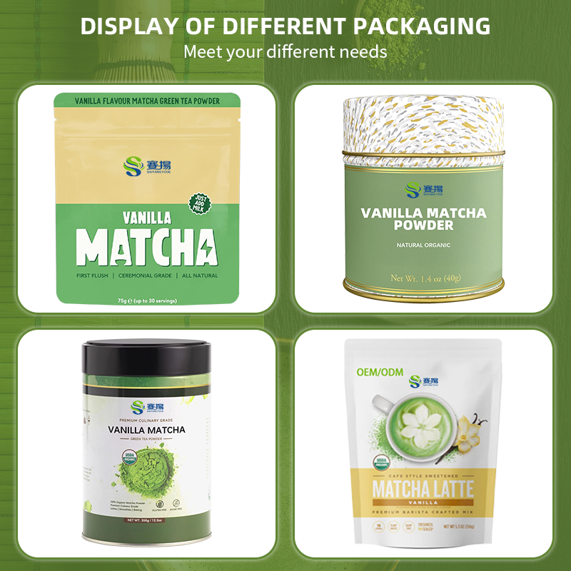 Private Label Organic Matcha Vanilla Green Tea Powder Bulk Packaged Vanilla Matcha Powder Organic