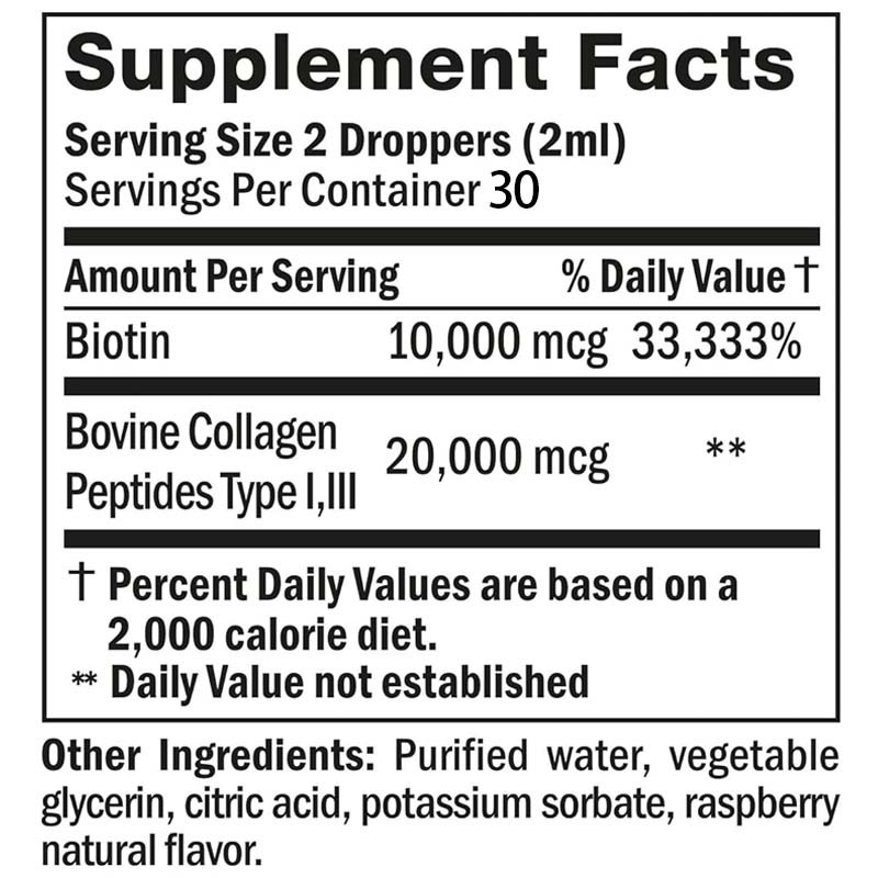 Hair Growth Liquid Supplier - 30000mcg Biotin Collagen Drops