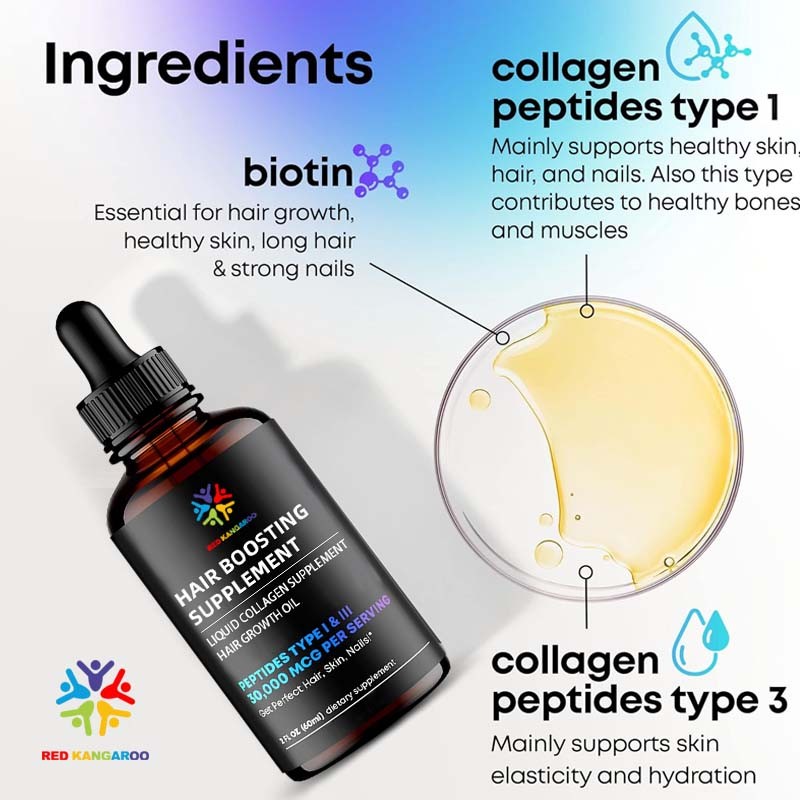 Hair Growth Liquid Supplier - 30000mcg Biotin Collagen Drops