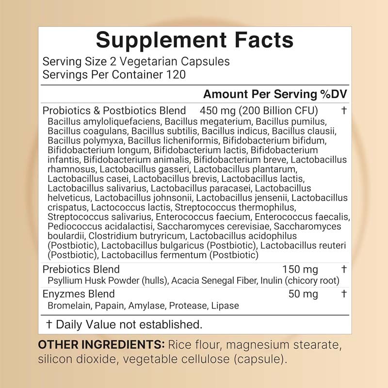 Probiotics Capsules Manufacturer - 200 Billion CFU Synbiotic