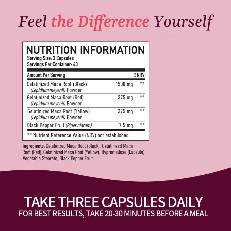 Maca Capsules Supplier - High Quality 1500mg Black Maca