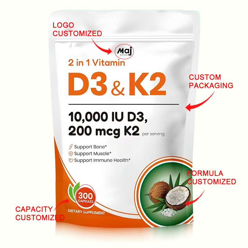 Vitamin D3 K2 Softgels Factory - MK7 Coconut Oil Bone Heart