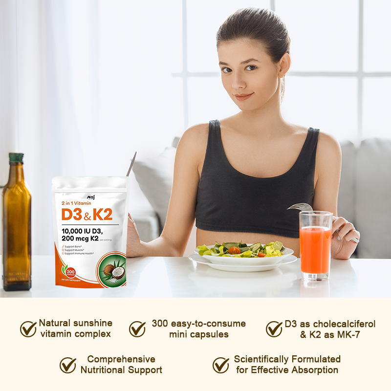 Vitamin D3 K2 Softgels Factory - MK7 Coconut Oil Bone Heart