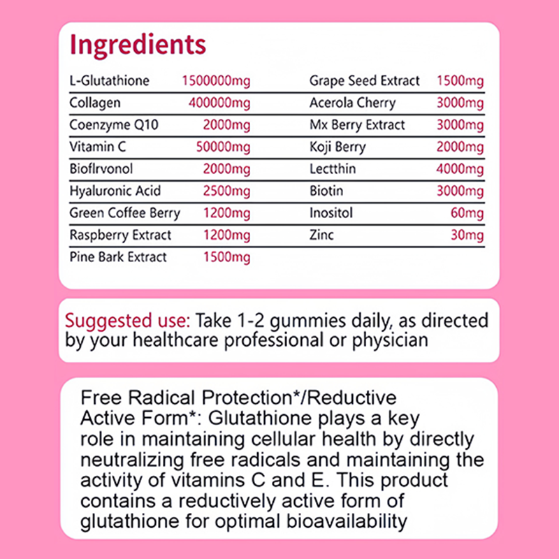 L-Glutathione Capsules Supplier - OEM 1500000mg Skin Whitening