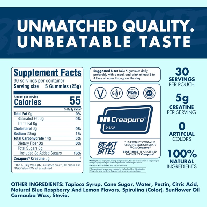 Creatine Gummies Manufacturer - OEM Blue Raspberry 5g