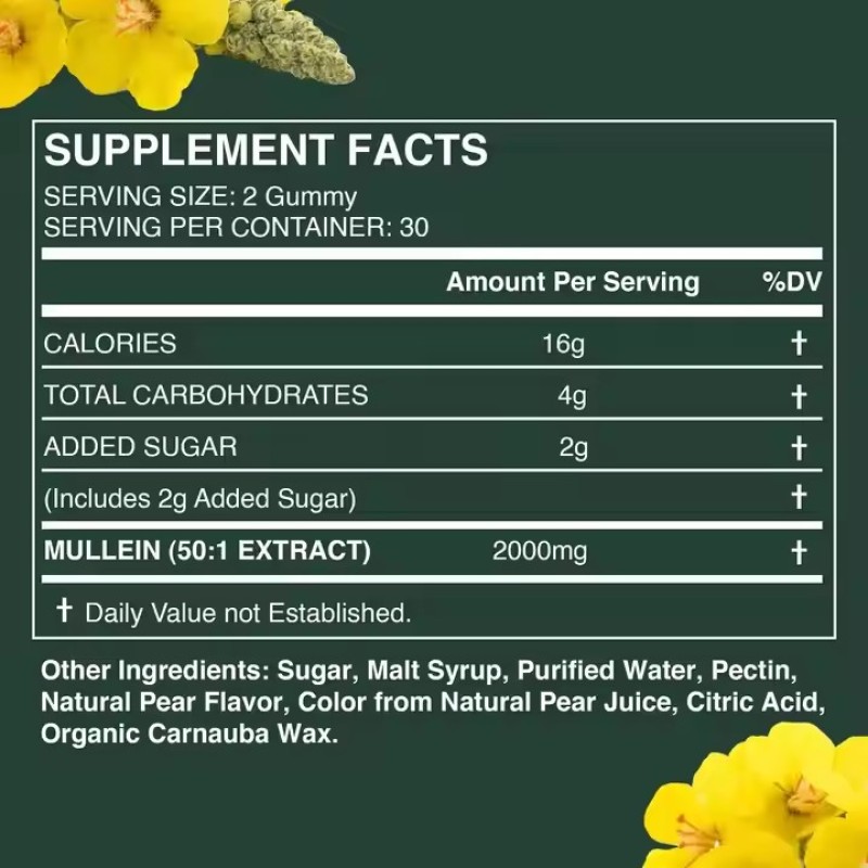 Respiratory Health Gummies Supplier - 1000mg Mullein Leaf Extract