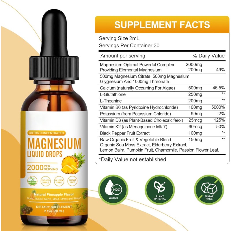 Magnesium Drops Supplier - Pineapple Flavor Calming Relaxation
