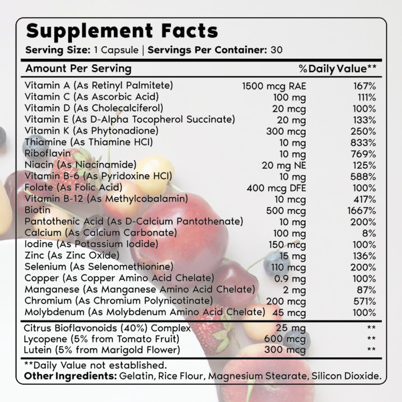 Mineral Fiber Capsules Manufacturer - Vegetable Fruit Multivitamin