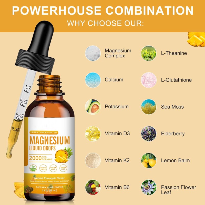 Magnesium Drops Supplier - Pineapple Flavor Calming Relaxation