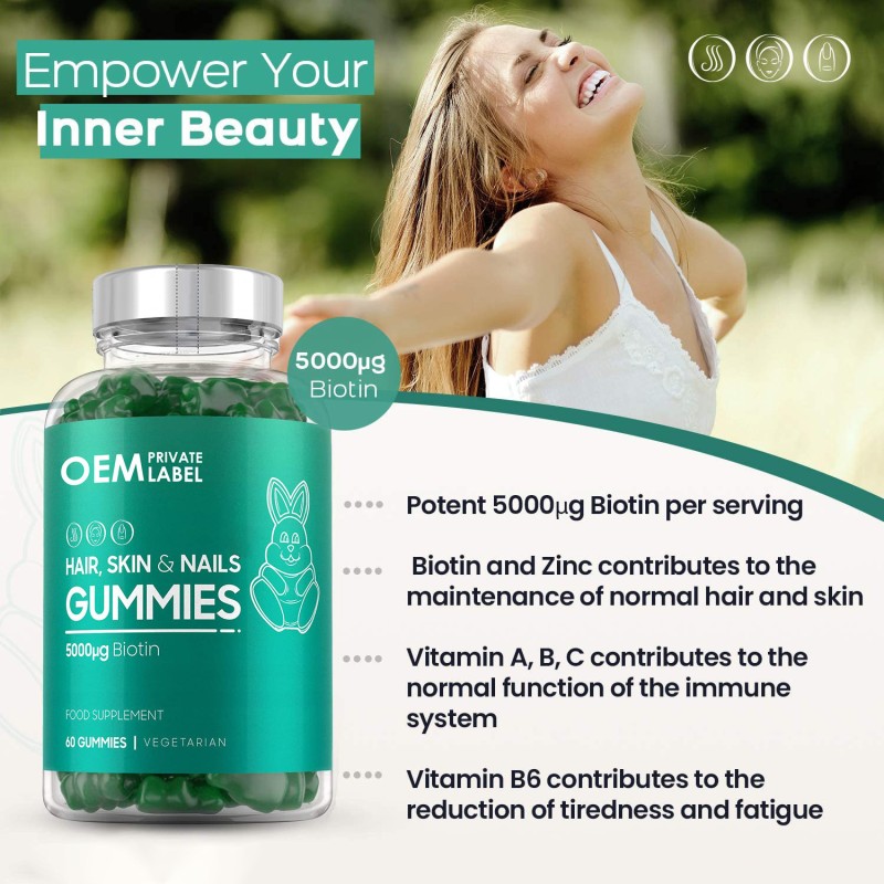 Collagen Gummies Supplier - Private Label Vegan Biotin Hair