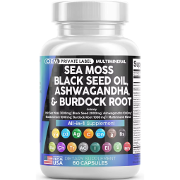 Sea Moss Capsules Manufacturer - 3000mg Black Seed Ashwagandha