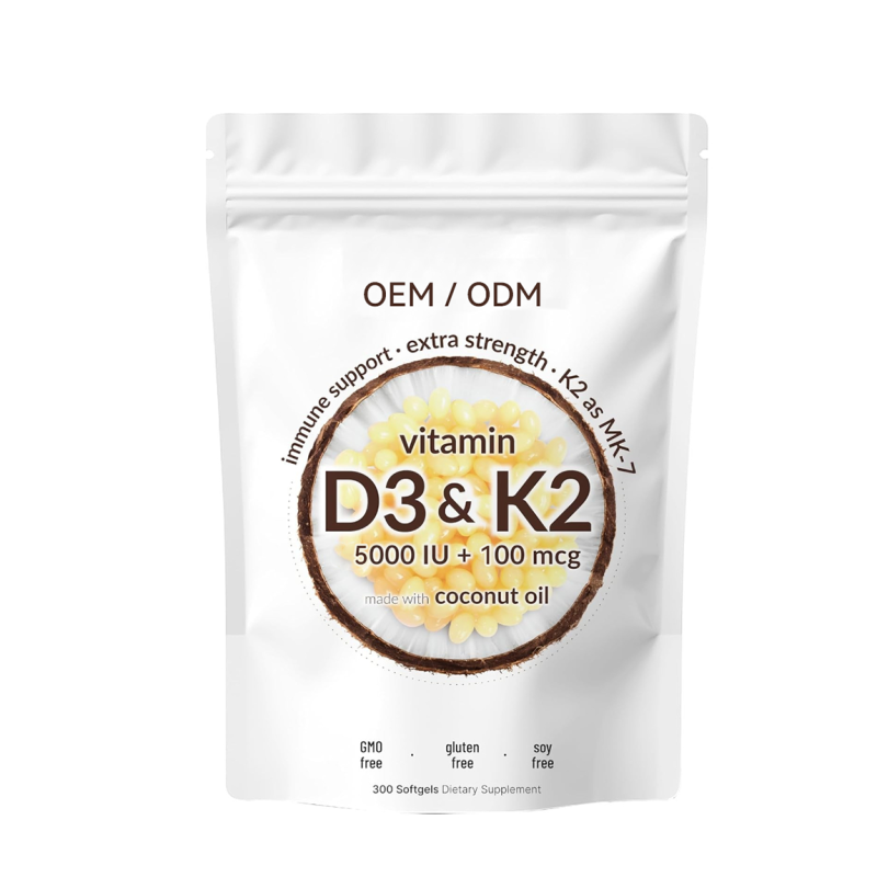 Vitamin D3 K2 Softgels Factory - 5000iu D3 100mg K2 MK7