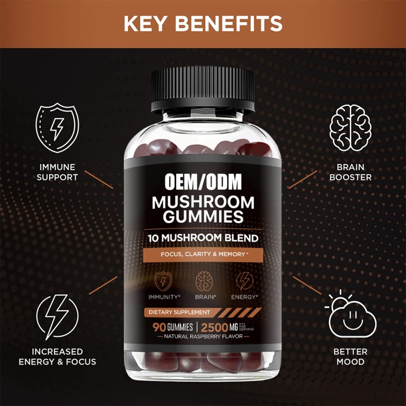 Mushroom Gummies Manufacturer - 2500mg 10-Blend Immune Brain