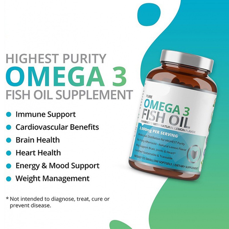 1000mg Fish Oil Softgels with Omega 3 Healthy Heart Brain Strong Joints Better Blood Circulation for Adults