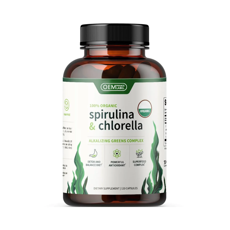 oem capsules Private Label Organic Chlorella & Spirulina Capsules Digestive Health Supplements for Adults Customizable capsule supplements