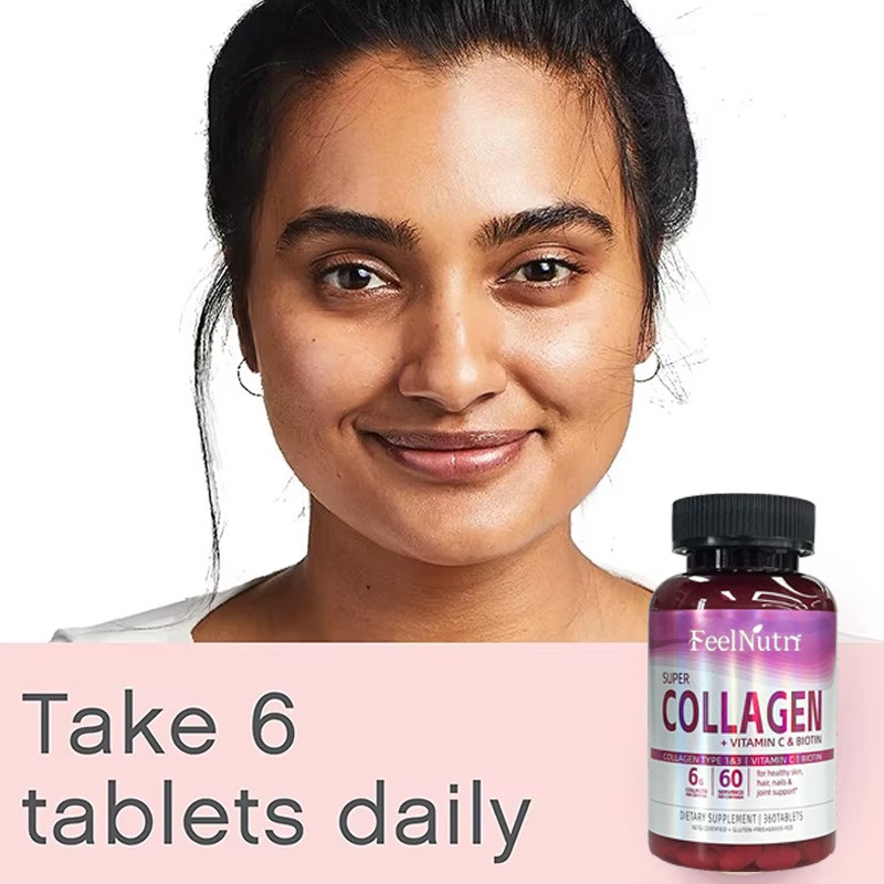 Organic Beauty Collagen Tablets with Vitamin C Healthy Supplement for Adult Skin Not for Pregnant Women