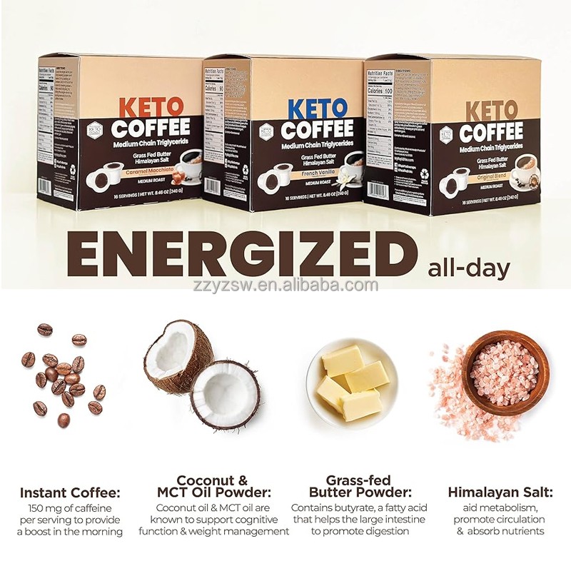 OEM Keto Slim Coffee Diet Powder KETO Instant Coffee Powder Slim-ming Coffee Mushroom Powder Fat-Burner