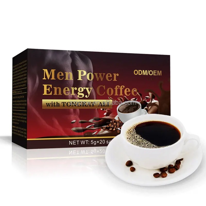 Instant Maca Coffee for Man Tongkat Ali Mix Ginseng Root Extract Herbal Supplements Energy Strength Power Private Label