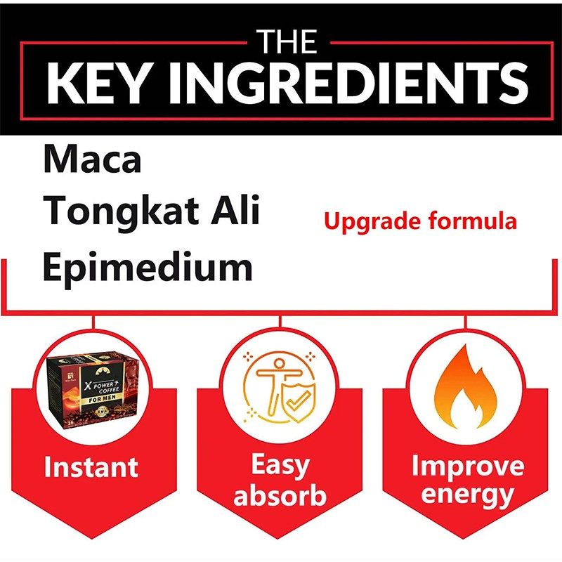 Private Label Man Maca Energy Coffee Natural Herbal Healthy Black Instant Maca Coffee for Men Power