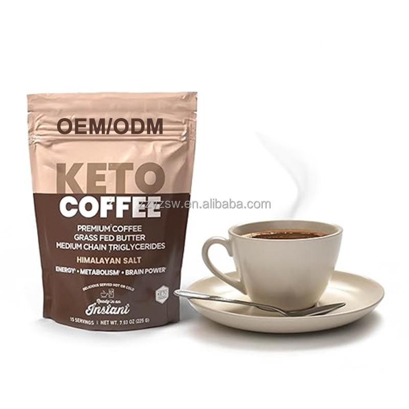 Herbal Keto Coffee Soluble Powder Healthy Meal Replacement Weight-Loss Drink Medicinal Mushroom Extract Sweetened Instant Coffee