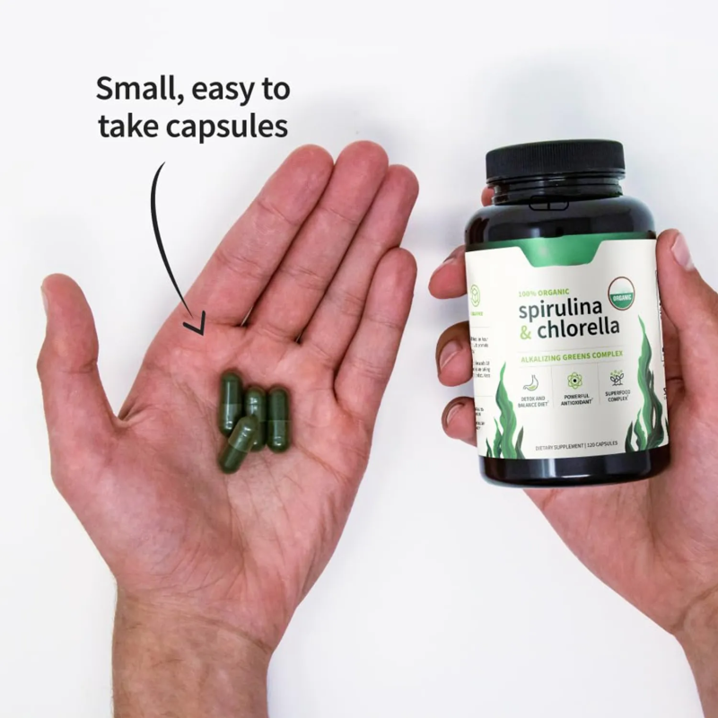 oem capsules Private Label Organic Chlorella & Spirulina Capsules Digestive Health Supplements for Adults Customizable capsule supplements