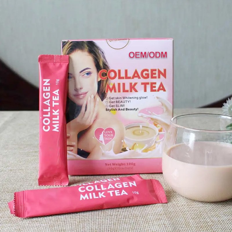 Private Label Collagen Milk Tea Beauty-Enhancing Skin Whitening Powder for Women Glow Beauty Protein Tea