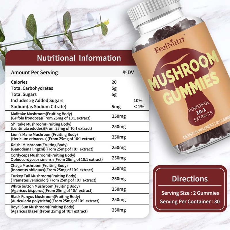 Private Label Mushroom Gummies Vitamins Et Supplements for Adults Effective Antioxidant Beauty Product  Pregnant Women