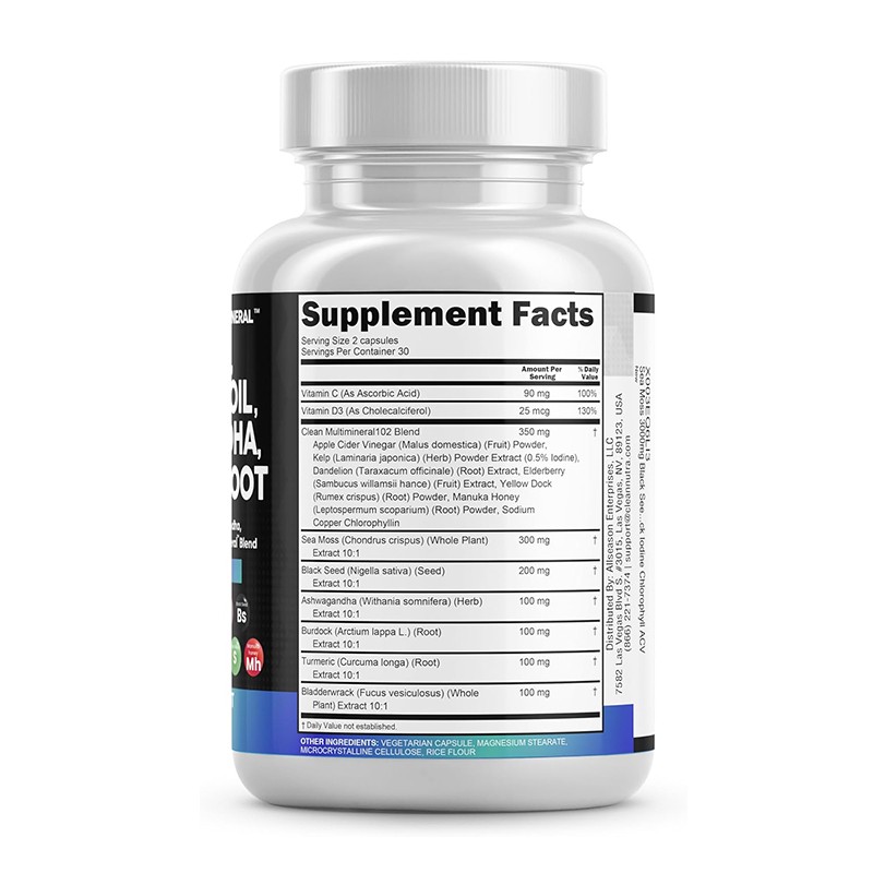 Nutritional Supplement for Adults 3000mg Sea Moss 1000mg Black Seed Oil Capsules Supports Health Ashwagandha Turmeric