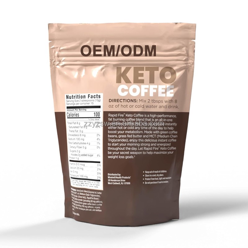 Herbal Keto Coffee Soluble Powder Healthy Meal Replacement Weight-Loss Drink Medicinal Mushroom Extract Sweetened Instant Coffee