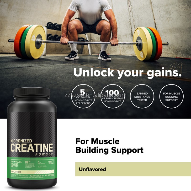 OEM ODM Brand Creatine Monohydrate Powder Pure Unflavored Creatine Powder for Supports Muscle