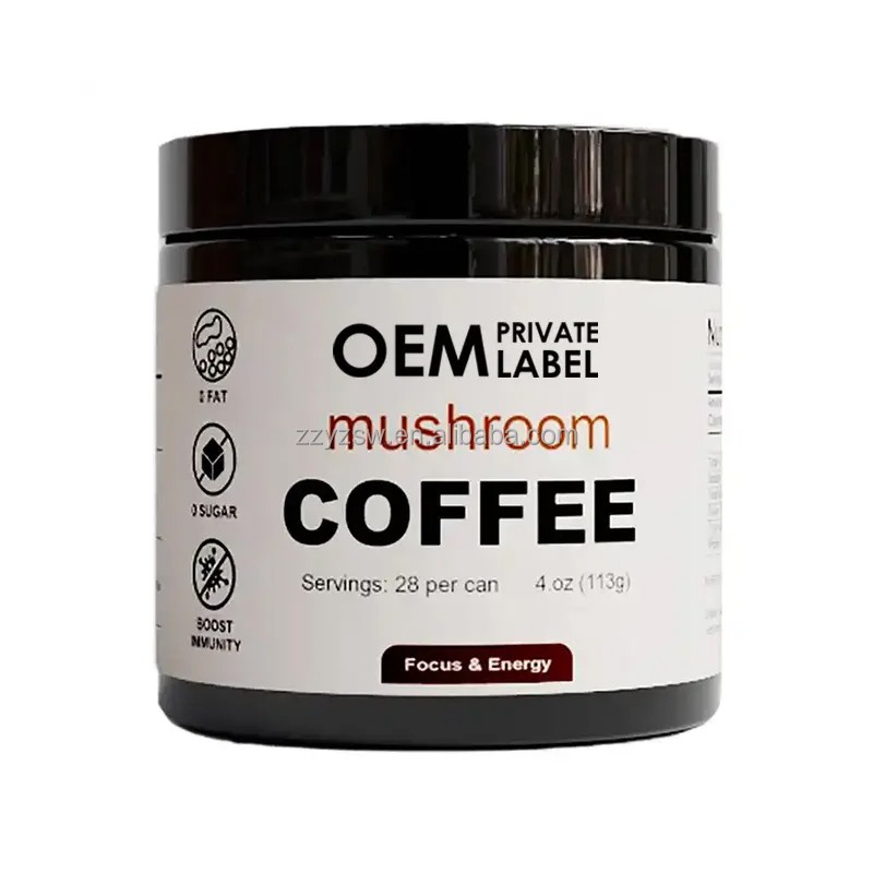 OEM Organic 10+ Mushroom Blend Immunity Coffee Powder Lion's Mane Arabica Bean Brain Focus Memory Beauty Safe for Pregnant Women