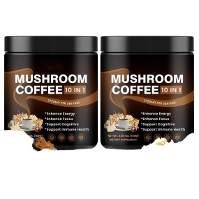 OEM Organic 10+ Mushroom Blend Immunity Coffee Powder Lion's Mane Arabica Bean Brain Focus Memory Beauty Safe for Pregnant Women
