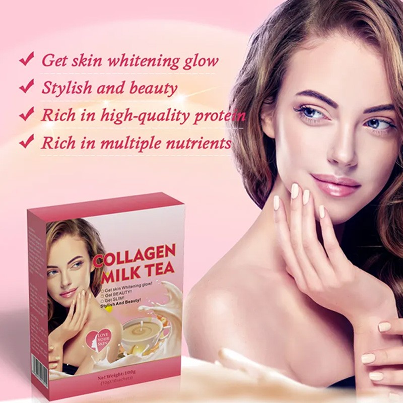 Private Label Collagen Milk Tea Beauty-Enhancing Skin Whitening Powder for Women Glow Beauty Protein Tea