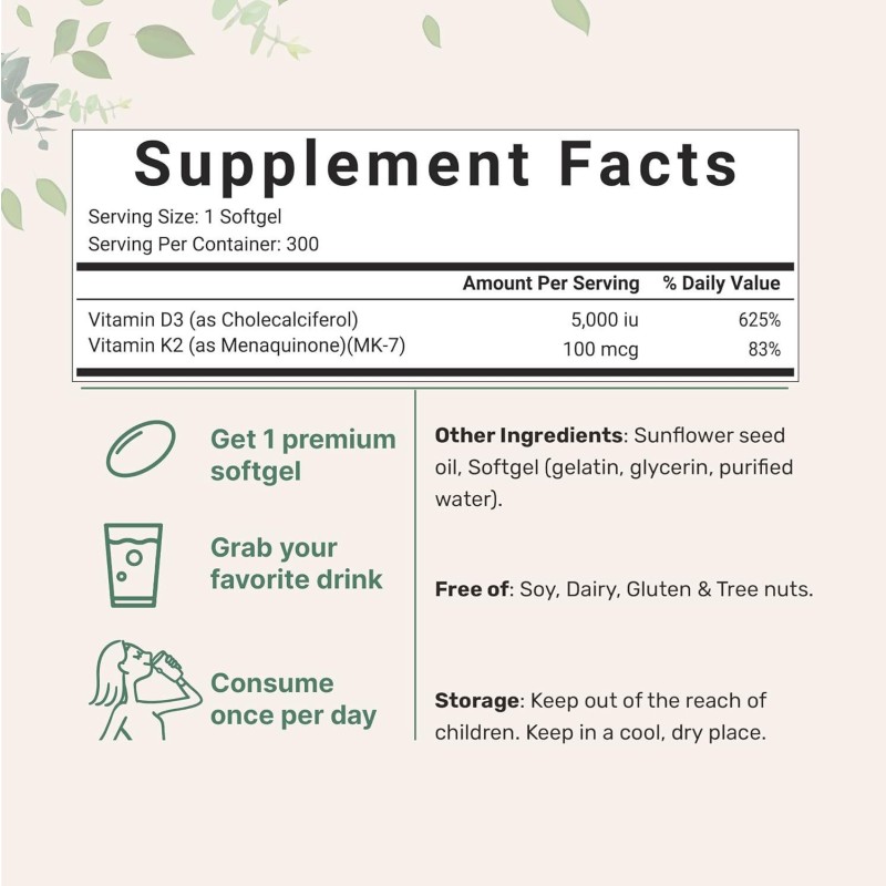 Vitamin D3 K2 Softgels Manufacturer - Low Price 2 in 1 Formula