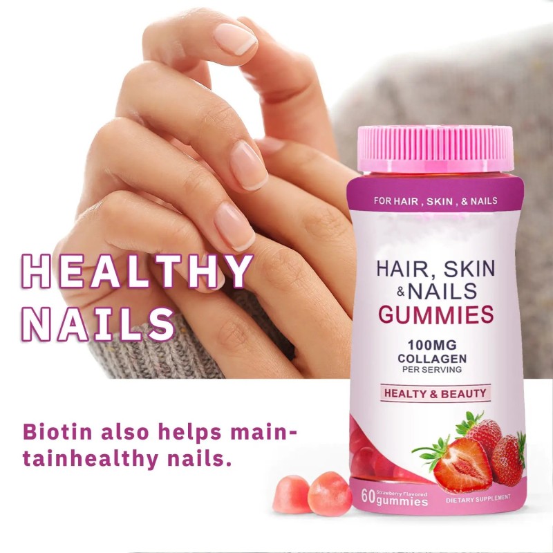 Biotin Gummy Factory - OEM Strawberry Hair Skin Whitening
