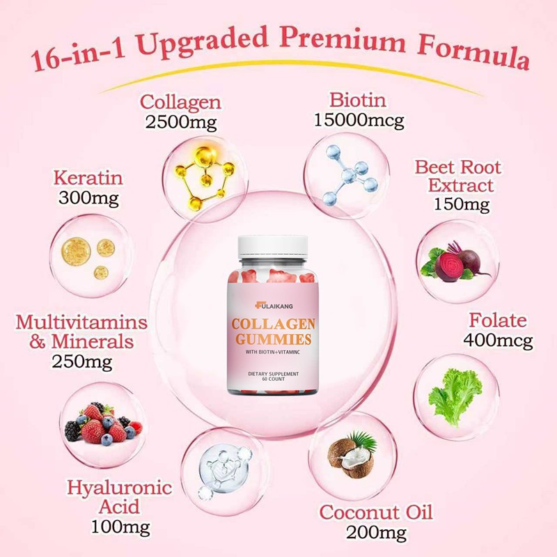 Collagen Gummies Manufacturer - with Biotin & Vitamin C for Hair Growth