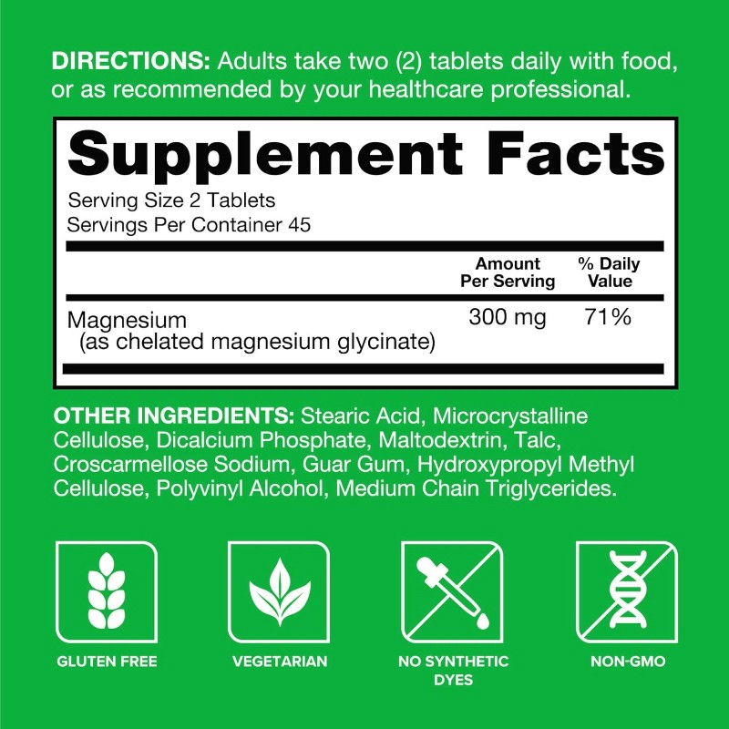 Magnesium Glycinate Tablets Supplier - 300mg Chelated Vitamin Supplement