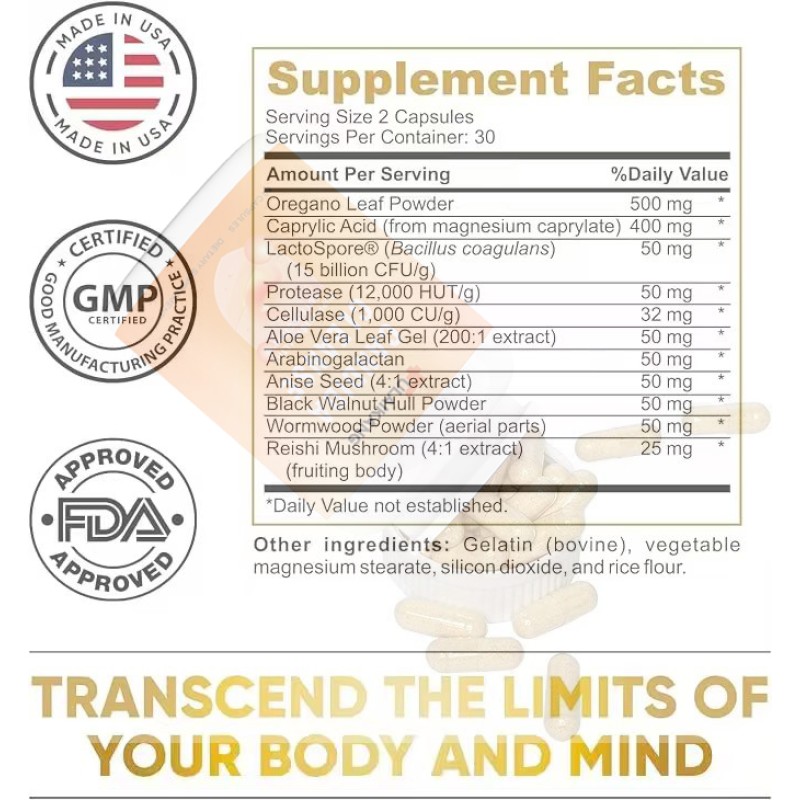 Candida Cleanse Capsules Supplier - OEM/ODM with Oregano Leaf Extract