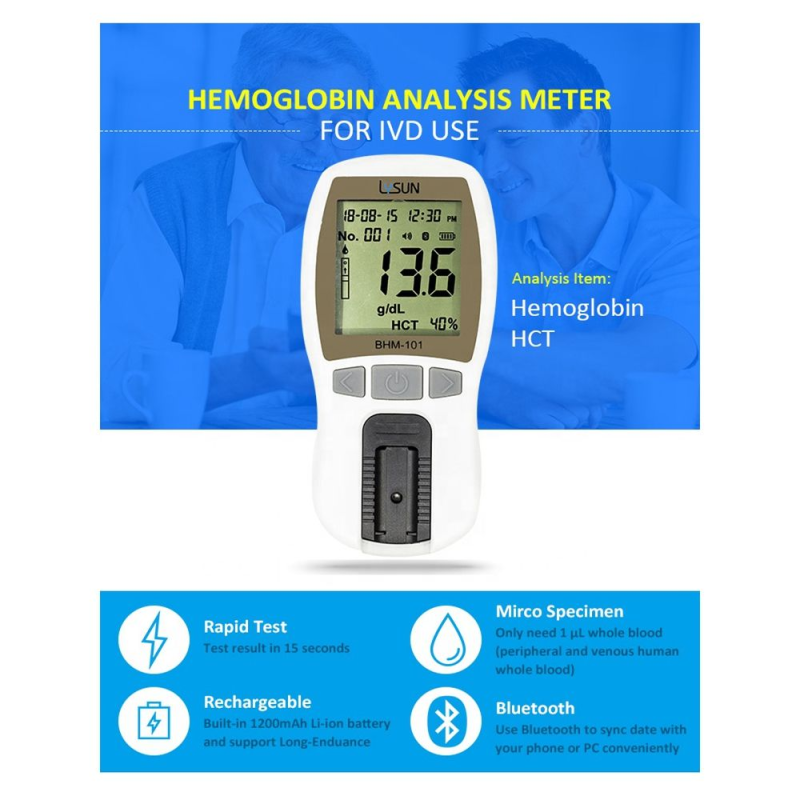 Hemoglobin Meter Manufacturer - LYSUN BHM-101 Portable Oxygen Analyzer