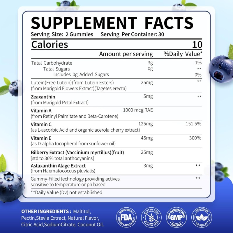 Eye Health Gummies Factory - OEM Custom Vegan Lutein Zeaxanthin Blue Light