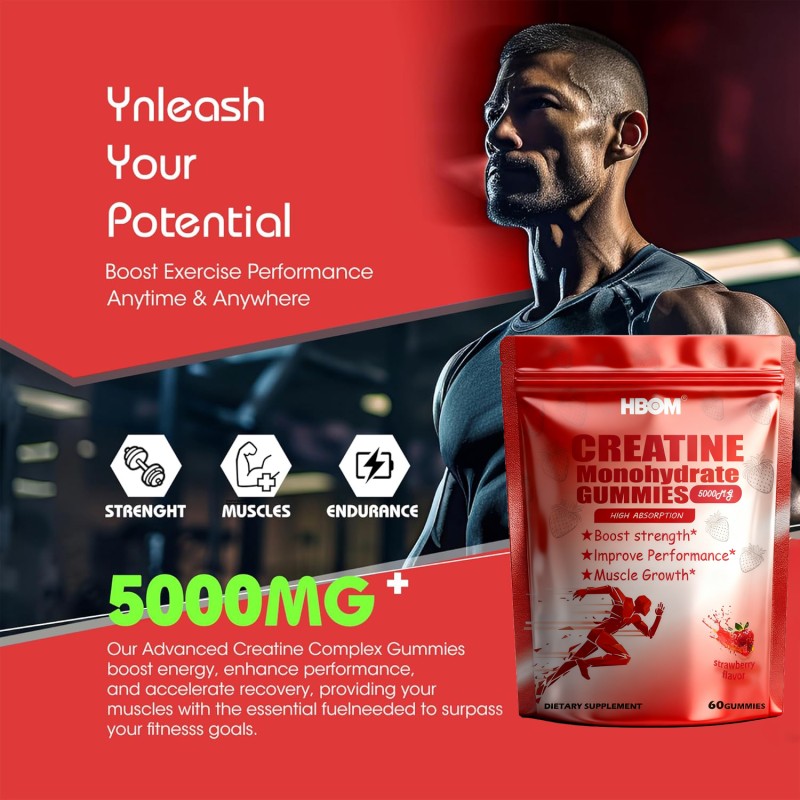 Creatine Gummies Supplier - OEM Private Label Sugar Free 5000mg Muscle